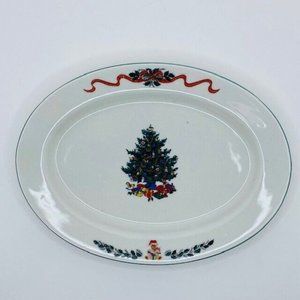 Newcor Origins Holiday Serving Plate 126 Christmas Morning Tree Teddy Garland